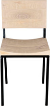 Load image into Gallery viewer, Black metal chair with whitewash stain ash wood made in UK - front view square frame
