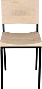 Black metal chair with whitewash stain ash wood made in UK - front view square frame