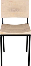 Load image into Gallery viewer, Black metal chair with whitewash stain ash wood made in UK - front view square frame
