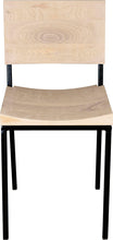 Load image into Gallery viewer, Black metal chair with whitewash stain ash wood made in UK - front view square frame
