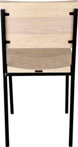 Black metal chair with whitewash stain ash wood made in UK - back view square frame