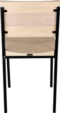 Load image into Gallery viewer, Black metal chair with whitewash stain ash wood made in UK - back view square frame
