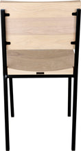 Load image into Gallery viewer, Black metal chair with whitewash stain ash wood made in UK - back view square frame

