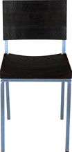 Load image into Gallery viewer, Shaker blue metal chair with black stain ash wood made in UK - front view square frame
