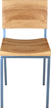 Load image into Gallery viewer, Shaker blue metal chair with natural stain ash wood made in UK - front view square frame
