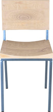 Load image into Gallery viewer, Shaker blue metal chair with whitewash stain ash wood made in UK - front view square frame
