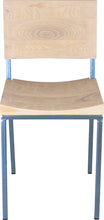 Load image into Gallery viewer, Shaker blue metal chair with whitewash stain ash wood made in UK - front view square frame
