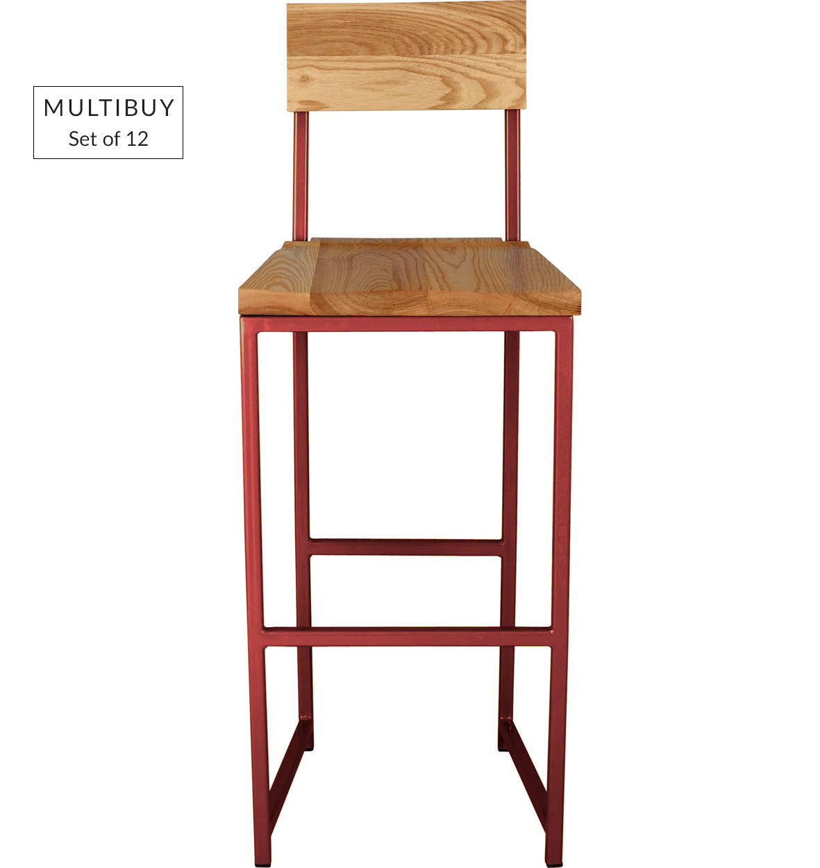 MULTIBUY – Set of 12 Bar Stools with Back – Square Frame
