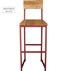 MULTIBUY – Set of 12 Bar Stools with Back – Square Frame