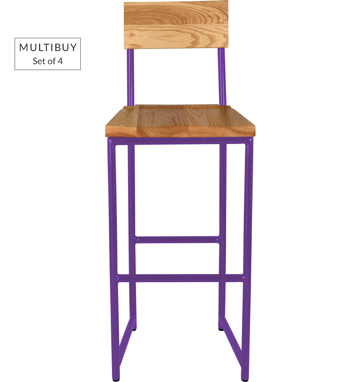 MULTIBUY – Set of 4 Bar Stools with Back – Round Frame