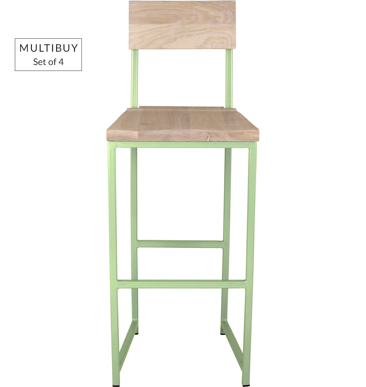 MULTIBUY – Set of 4 Bar Stools with Back – Square Frame