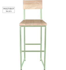MULTIBUY – Set of 6 Bar Stools with Back – Round Frame