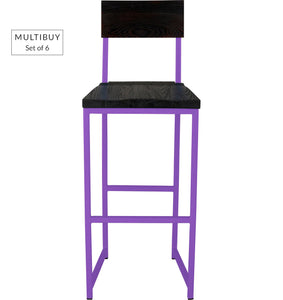 MULTIBUY – Set of 6 Bar Stools with Back – Square Frame