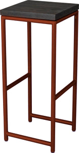 Copper metal stool with black stain ash wood made in UK - angle view round frame