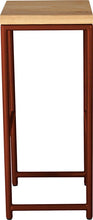 Load image into Gallery viewer, Copper metal stool with natural stain ash wood made in UK - side view round frame
