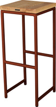Load image into Gallery viewer, Copper metal stool with natural stain ash wood made in UK - back side view round frame
