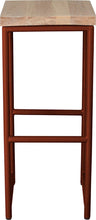 Load image into Gallery viewer, Copper metal stool with whitewash stain ash wood made in UK - front view round frame
