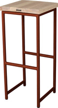 Load image into Gallery viewer, Copper metal stool with whitewash stain ash wood made in UK - back side view round frame

