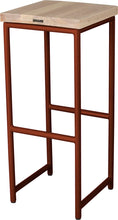 Load image into Gallery viewer, Copper metal stool with whitewash stain ash wood made in UK - back side view round frame
