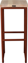 Load image into Gallery viewer, Copper metal stool with whitewash stain ash wood made in UK - back view round frame
