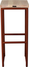 Load image into Gallery viewer, Copper metal stool with whitewash stain ash wood made in UK - back view round frame
