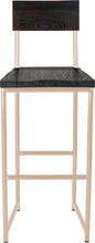 Load image into Gallery viewer, Off white metal stool with back with black stain ash wood made in UK - front view round frame

