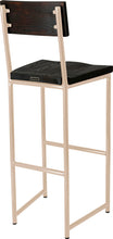 Load image into Gallery viewer, Off white metal stool with back with black stain ash wood made in UK - back side view round frame

