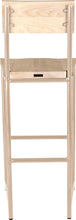 Load image into Gallery viewer, Off white metal stool with back with whitewash stain ash wood made in UK - back view round frame
