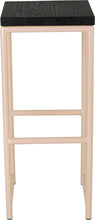 Load image into Gallery viewer, Off white metal stool with black stain ash wood made in UK - front view round frame
