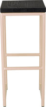 Load image into Gallery viewer, Off white metal stool with black stain ash wood made in UK - front view round frame
