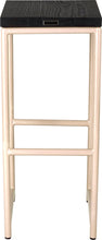 Load image into Gallery viewer, Off white metal stool with black stain ash wood made in UK - back view round frame
