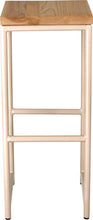 Load image into Gallery viewer, Off white metal stool with natural stain ash wood made in UK - front view round frame
