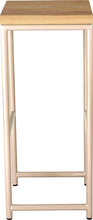 Load image into Gallery viewer, Off white metal stool with natural stain ash wood made in UK - side view round frame
