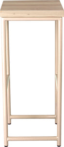 Off white metal stool with whitewash stain ash wood made in UK - side view round frame