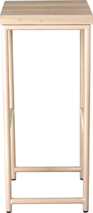 Off white metal stool with whitewash stain ash wood made in UK - side view round frame