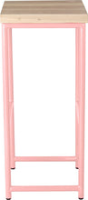 Load image into Gallery viewer, Pink metal stool with whitewash stain ash wood made in UK - side view round frame
