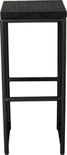 Load image into Gallery viewer, Gloss black metal stool with black stain ash wood made in UK - front view round frame
