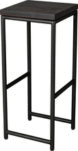 Load image into Gallery viewer, Gloss black metal stool with black stain ash wood made in UK - angle view round frame

