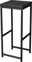 Load image into Gallery viewer, Gloss black metal stool with black stain ash wood made in UK - angle view round frame
