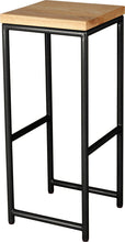 Load image into Gallery viewer, Gloss black metal stool with natural stain ash wood made in UK - angle view round frame
