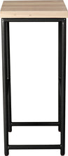 Load image into Gallery viewer, Gloss black metal stool with whitewash stain ash wood made in UK - side view round frame
