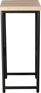 Gloss black metal stool with whitewash stain ash wood made in UK - side view round frame