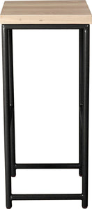 Gloss black metal stool with whitewash stain ash wood made in UK - side view round frame