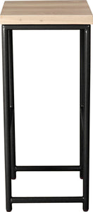 Gloss black metal stool with whitewash stain ash wood made in UK - side view round frame