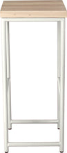 Load image into Gallery viewer, Gloss white metal stool with whitewash stain ash wood made in UK - side view round frame

