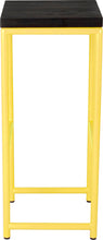 Load image into Gallery viewer, Yellow metal stool with black stain ash wood made in UK - side view round frame
