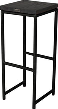 Load image into Gallery viewer, Black metal stool with black stain ash wood made in UK - back side view round frame
