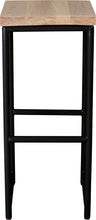 Load image into Gallery viewer, Black metal stool with whitewash stain ash wood made in UK - front view round frame
