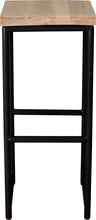 Load image into Gallery viewer, Black metal stool with whitewash stain ash wood made in UK - front view round frame

