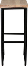 Load image into Gallery viewer, Black metal stool with whitewash stain ash wood made in UK - front view round frame
